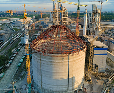 Large circular industrial construction plant structure